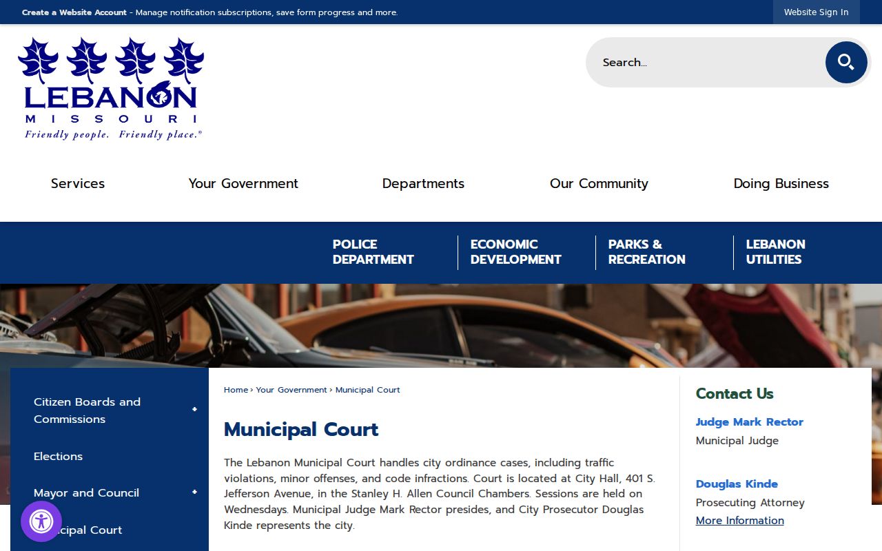 Lebanon Municipal Court official contact and payment page